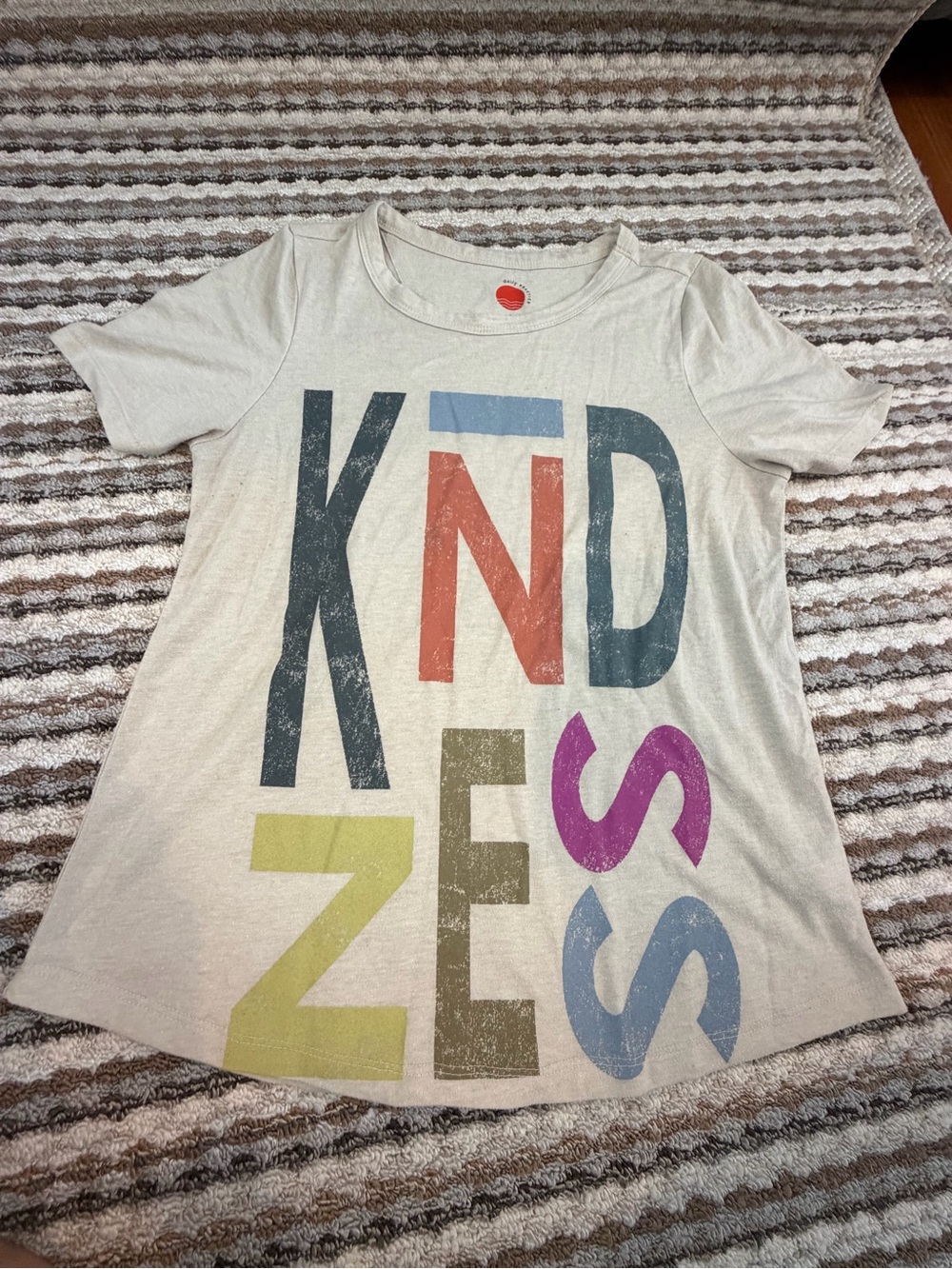 & Other Stories Cream Tee with Multicolor Block Letters